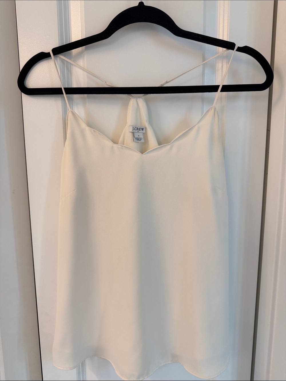 J. Crew Ivory Satin Camisole with Spaghetti Straps